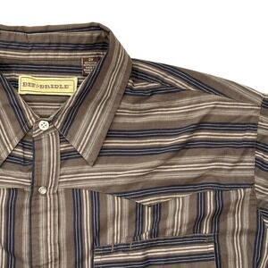 Bit & Bridle Mens 2X Brown Striped Western Shirt Long Sleeve Button Up‎ Cowboy